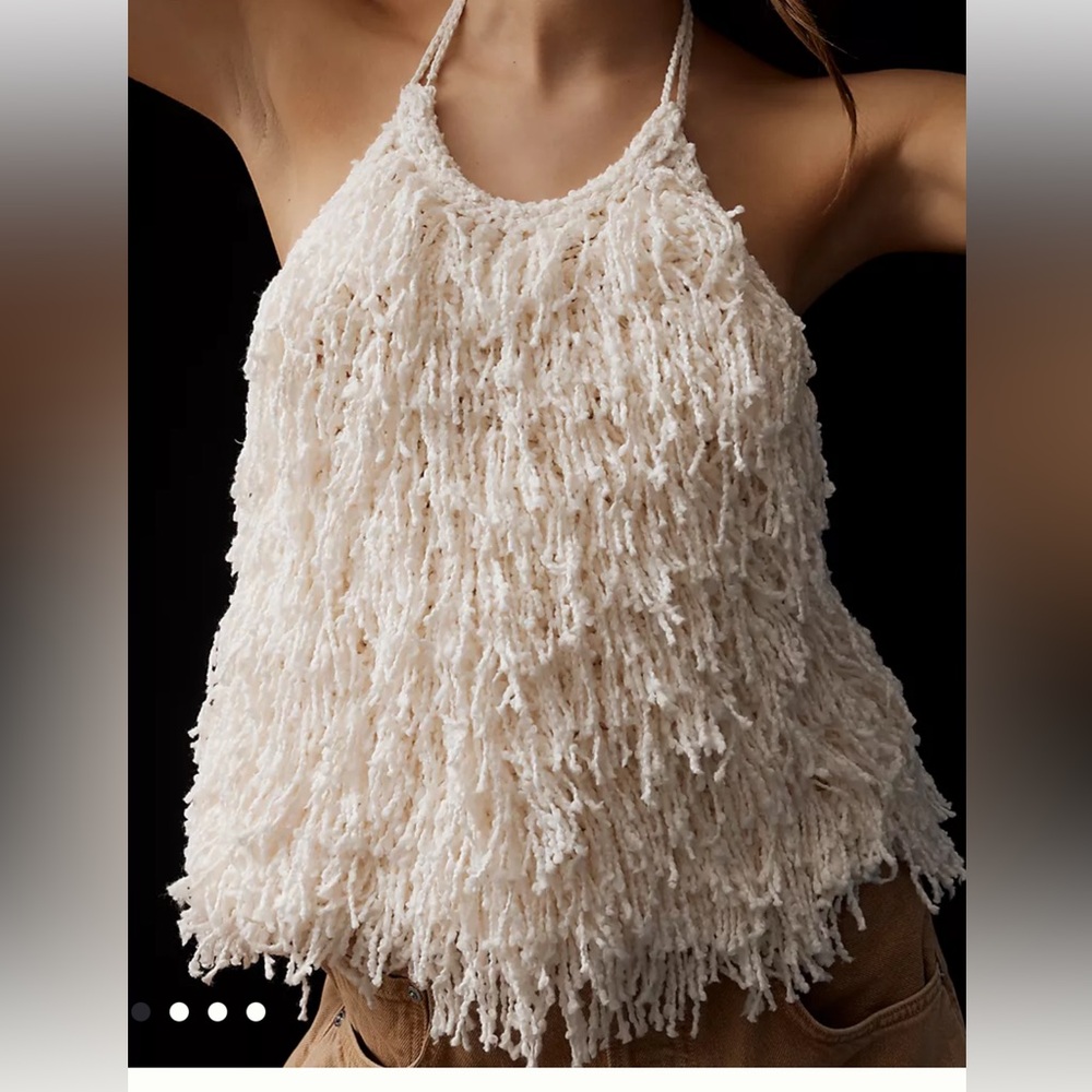 NWT Anthropologie Cotton-Blend Shag Festival Halter Top, sz Large